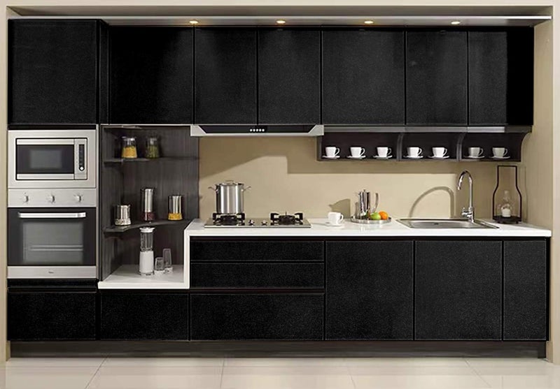 Toduso Contact Paper Glossy Black for Countertops Removable Contact Paper Black Peel and Stick Wallpaper Waterproof Easy to Clean Vinyl Roll Decorative Kitchen Cabinet Table Closet 15.8"Ã—118.1" - Image 3